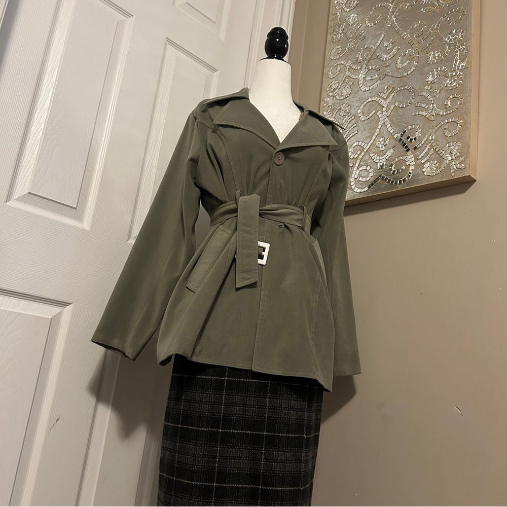 90s Vintage Olive Green Belted Women's Jacket